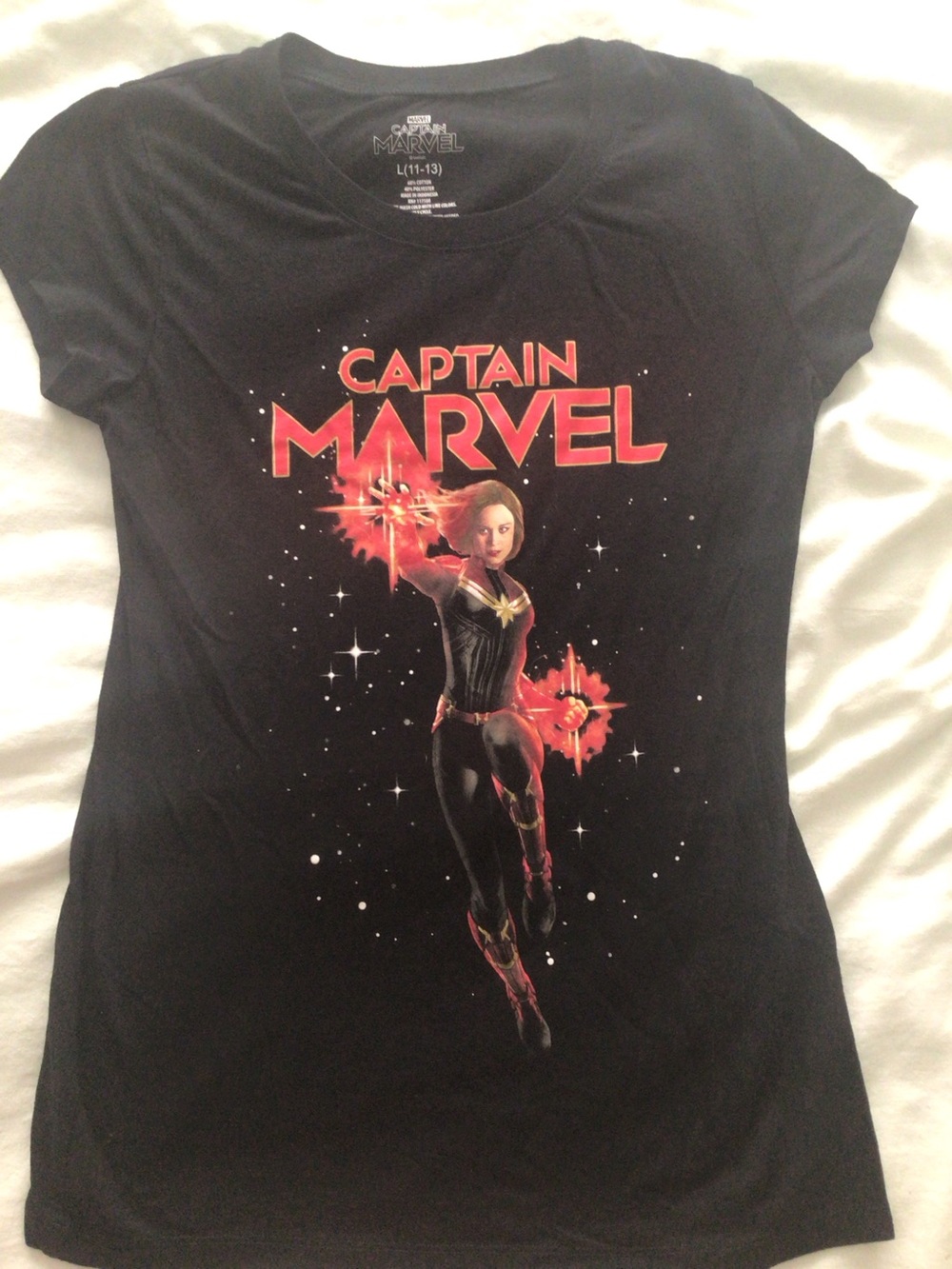 Captain Marvel Carol Danvers Black Ladies Tee - L